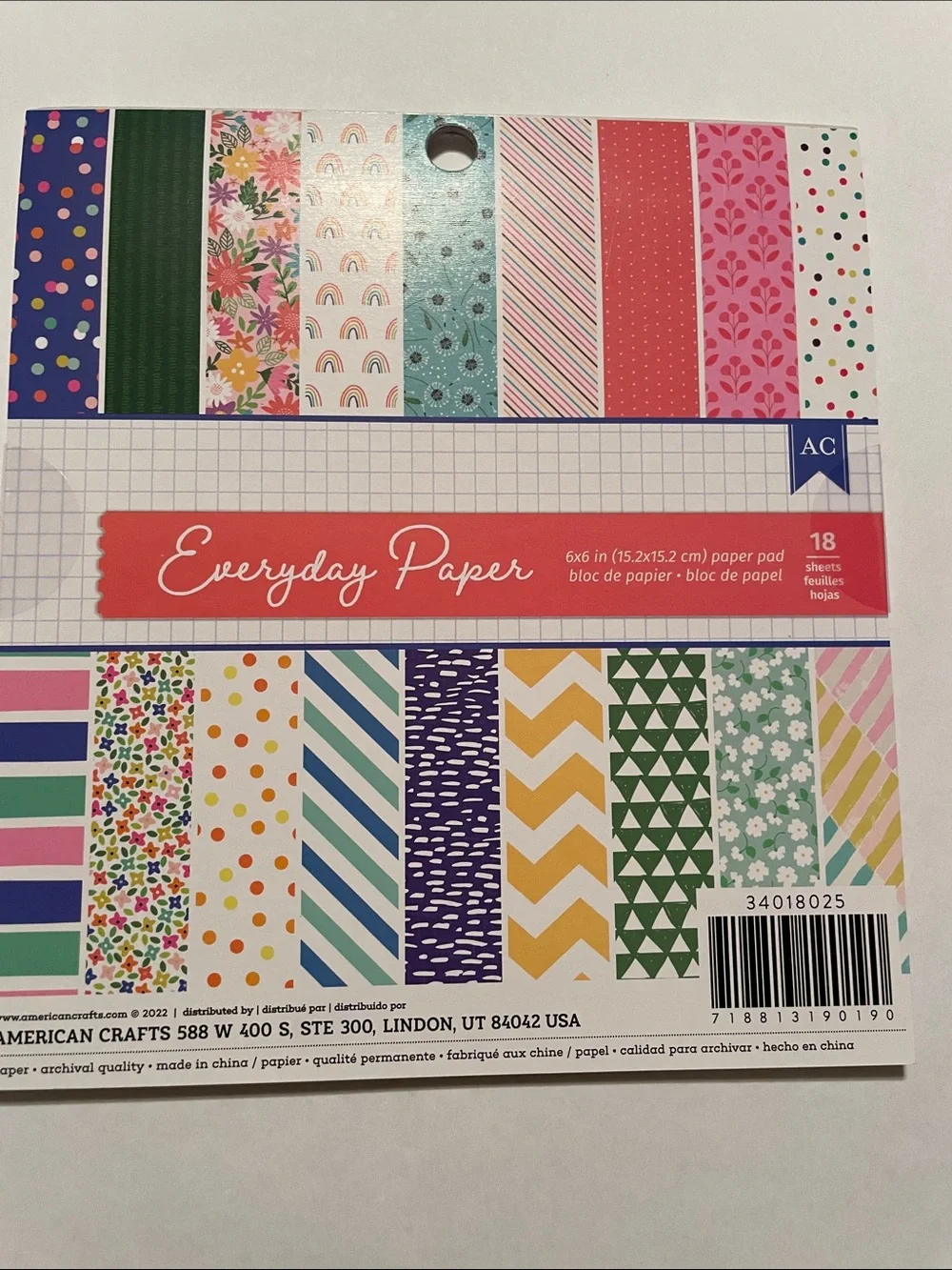 Everyday Paper Pad - Multicolor Patterned 18 Sheets 6”x6” Floral Patterns